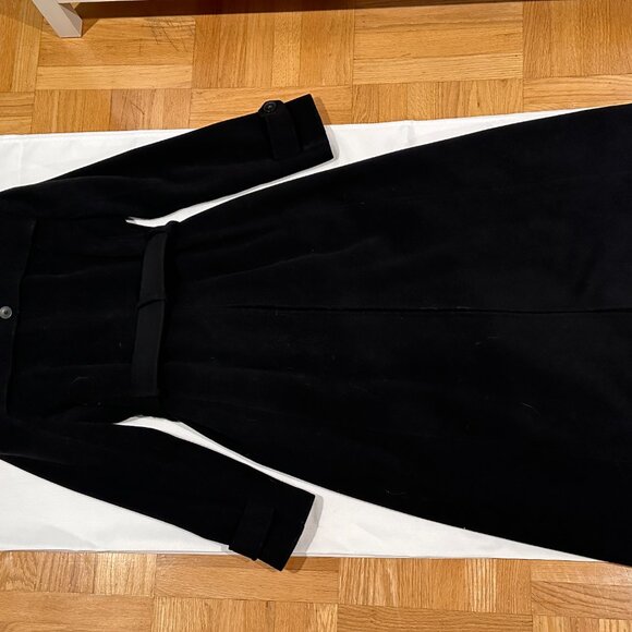 DKNY Long Double-Breasted Wool & Cashmere Blend Trench Coat – Black – Size 6 - Picture 5 of 6